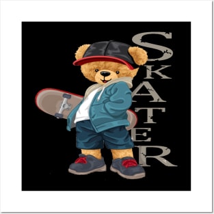 SKATER BEAR Posters and Art